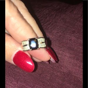 💚Faux sapphire and CZ ring